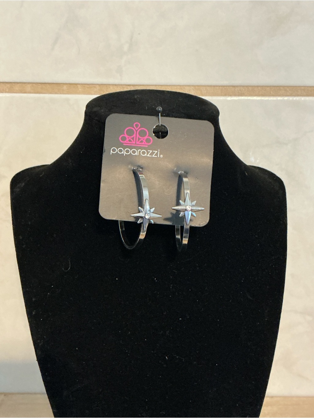 Paparazzi Silver Star Hoop Earrings